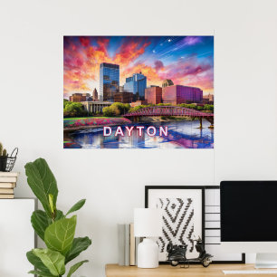 Abstrakte Skyline von Dayton, Ohio Poster