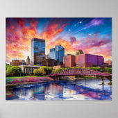 Abstrakte Skyline von Dayton, Ohio Poster (Vorne)