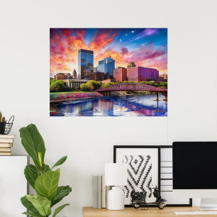 Abstrakte Skyline von Dayton, Ohio Poster