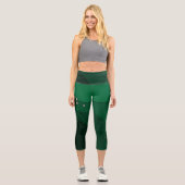 Abstrakte Smaragdgrün Layout und Goldverzierungen Capri Leggings (Vorderseite)