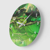 Abstrakte Smarald Green Gold Art Große Uhr (Winkel)