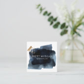 Abstrakte Smoky Blue Black Hair Stylist Quadratische Visitenkarte (Stehend Vorderseite)