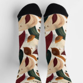 Abstrakte Socken im Herbst in Rost, Grün und Creme (Oben)