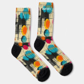 Abstrakte Socken mit farbenprächtiger Zirkularmatu (Rechts)