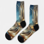 Abstrakte Socken mit kosmischem Swirn (Linkes Detail)