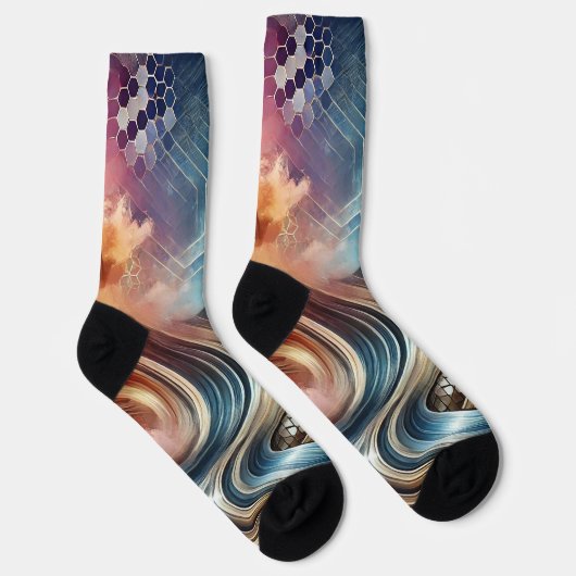 Abstrakte Socken mit kosmischem Swirn (Rechts)