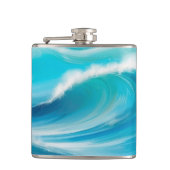 Abstrakte Soft Blue Ocean Splash Waves Flachmann (Vorderseite)