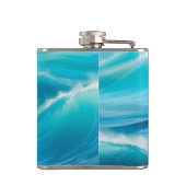 Abstrakte Soft Blue Ocean Splash Waves Flachmann (Rückseite)