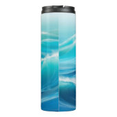 Abstrakte Soft Blue Ocean Splash Waves Thermosbecher (Rückseite)
