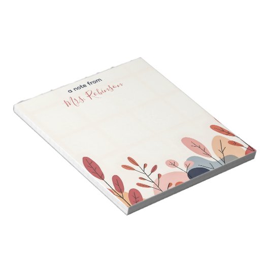 Abstrakte Soft-Formen-Wertschätzung für Lehrer Notizblock (angewinkelt)