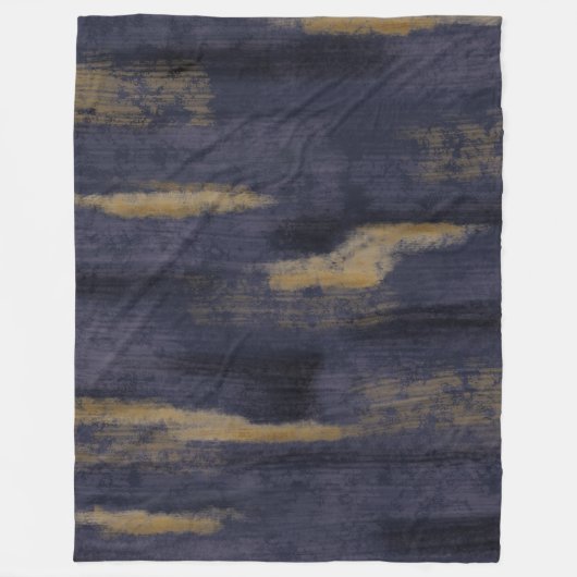 Abstrakte Soft Hues Deep Blue & Gold Fleecedecke (Vorderseite)