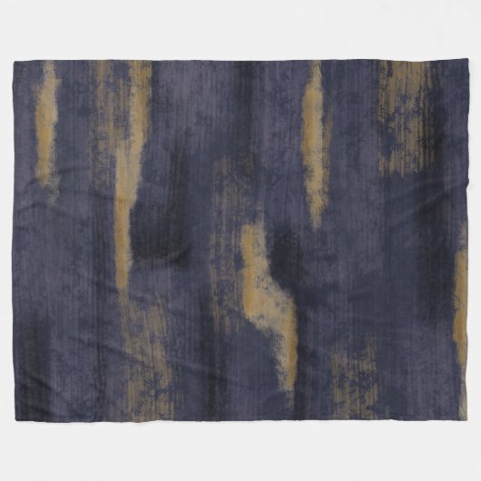 Abstrakte Soft Hues Deep Blue & Gold Fleecedecke (Vorderseite (Horizontal))