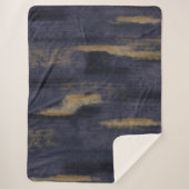 Abstrakte Soft Hues Deep Blue & Gold Sherpadecke (Vorderseite)