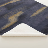 Abstrakte Soft Hues Deep Blue & Gold Sherpadecke (3/4)