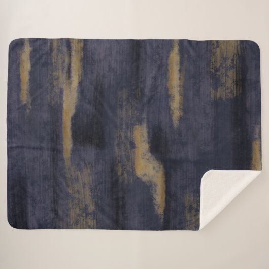 Abstrakte Soft Hues Deep Blue & Gold Sherpadecke (Vorderseite (Horizontal))