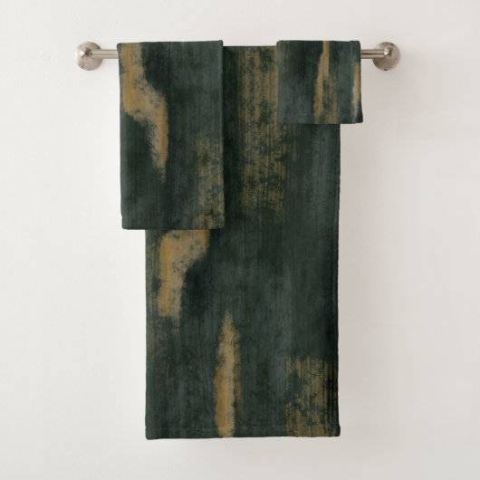 Abstrakte Soft Hues Deep Green & Gold Badhandtuch Set (Insitu)