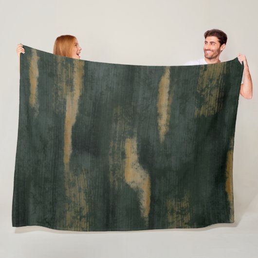 Abstrakte Soft Hues Deep Green & Gold Fleecedecke (Beispiel)