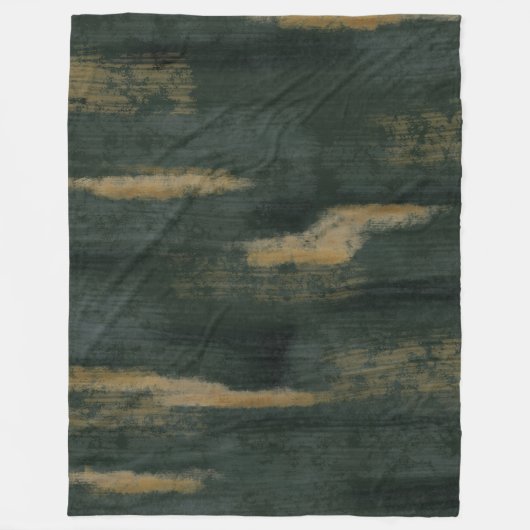 Abstrakte Soft Hues Deep Green & Gold Fleecedecke (Vorderseite)