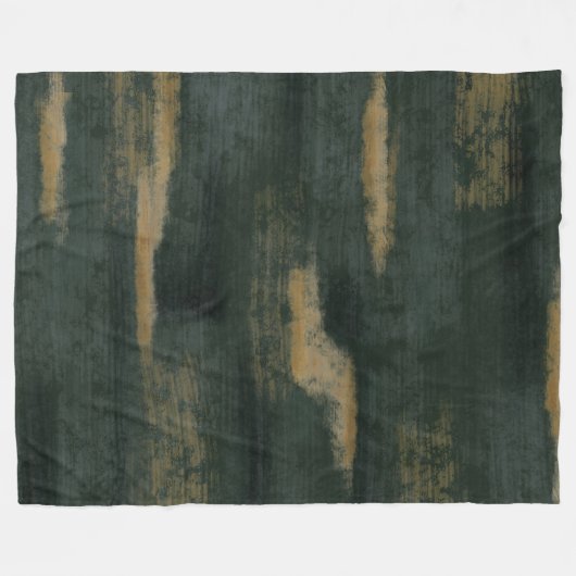 Abstrakte Soft Hues Deep Green & Gold Fleecedecke (Vorderseite (Horizontal))