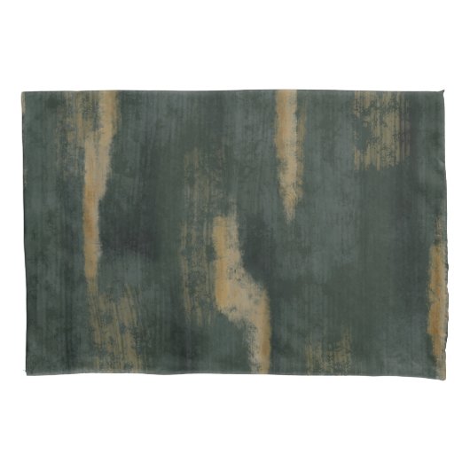 Abstrakte Soft Hues Deep Green & Gold Kissenbezug (Vorderseite-Links)