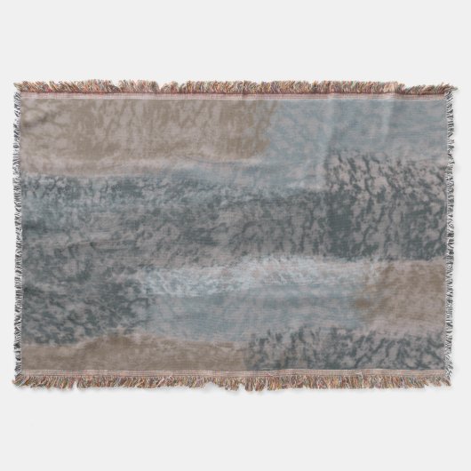 Abstrakte Soft Hues Grau Beige Steel Blue & Brown Decke (Vorderseite)
