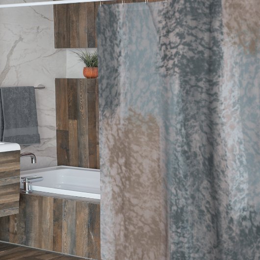 Abstrakte Soft Hues Grau Beige Steel Blue & Brown Duschvorhang