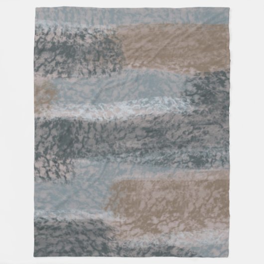 Abstrakte Soft Hues Grau Beige Steel Blue & Brown Fleecedecke (Vorderseite)
