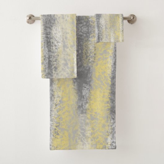 Abstrakte Soft Hues Graugelb Badhandtuch Set (Insitu)