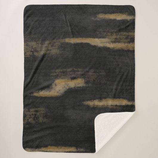 Abstrakte Soft Hues Tief Kohle & Gold Sherpadecke (Vorderseite)