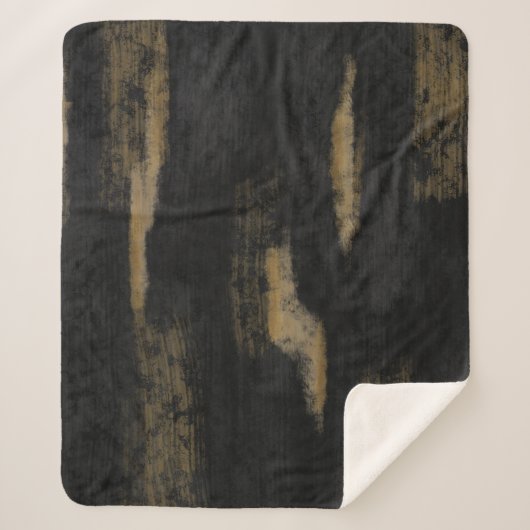 Abstrakte Soft Hues Tief Kohle & Gold Sherpadecke (Vorderseite)