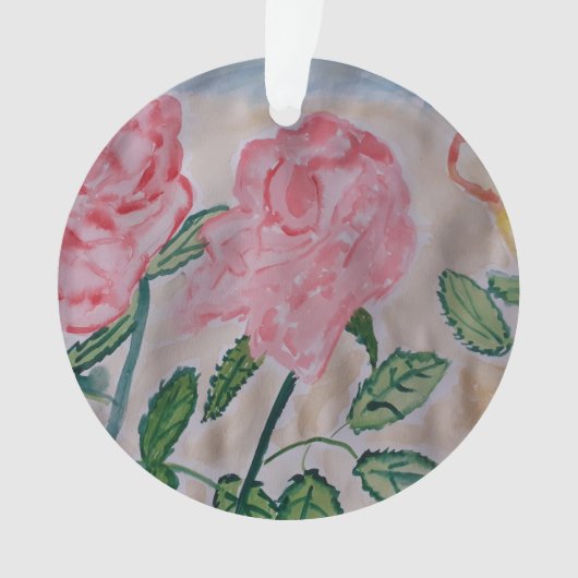 Abstrakte Sommer-Rose Acrylschmuck Ornament (Vorderseite)