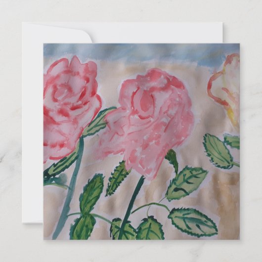 Abstrakte Sommer-Rose Flachgrüßkarte (Vorderseite)