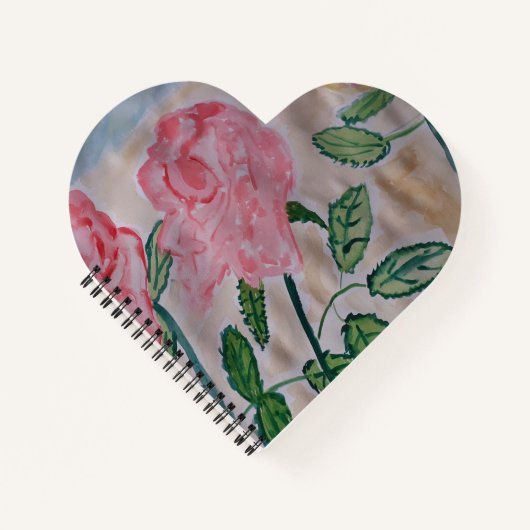 Abstrakte Sommer-Rose Herzbuch Notizblock (Vorderseite)