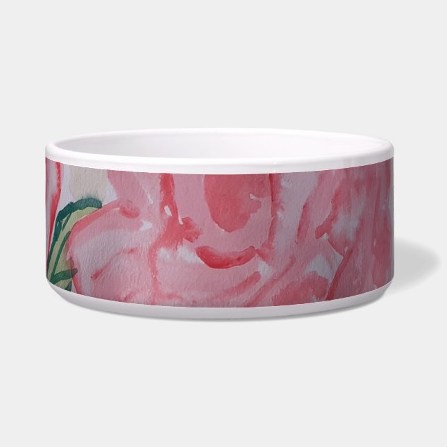 Abstrakte Sommer Rose Keramik Haustier Bowl Napf (Vorderseite)