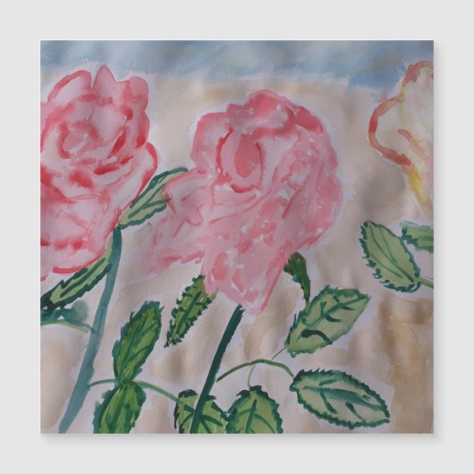 Abstrakte Sommer-Rose Magnetkarte (Vorderseite)
