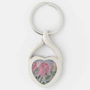 Abstrakte Sommer-Rose Metallschlüssel Schlüsselanhänger