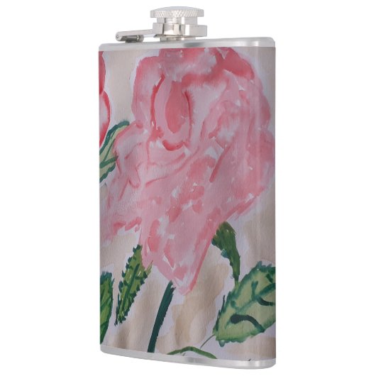 Abstrakte Sommer-Rose Vinyl Wrapped Hip Flask Flachmann (Links)