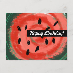 Abstrakte Sommer Wirbelige Rote Wassermelone Postkarte