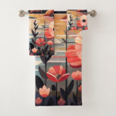 Abstrakte Sommerlandschaft mit Blume Badhandtuch Set (Insitu)