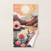 Abstrakte Sommerlandschaft mit Blume Badhandtuch Set (Handtuch)