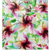 Abstrakte Sommerlilie Wasserfarben Duschvorhang (Vorderseite)