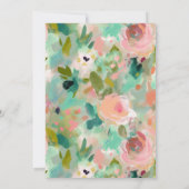 Abstrakte Sommerpink- und Grünblütenhochzeit Einladung (Rückseite)