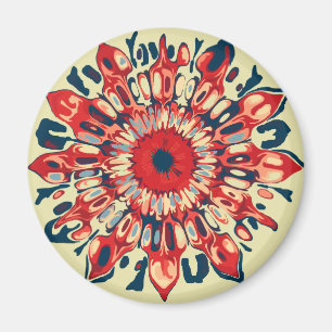Abstrakte SONNE-BLUME - rotes Blau + Ihr backgr. Magnet