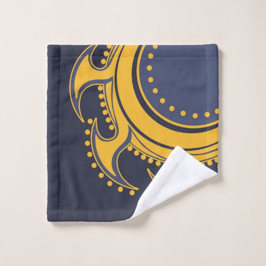 Abstrakte Sonne, elegant, dekorativ in blau, gelb Badhandtuch Set (Waschlappen)