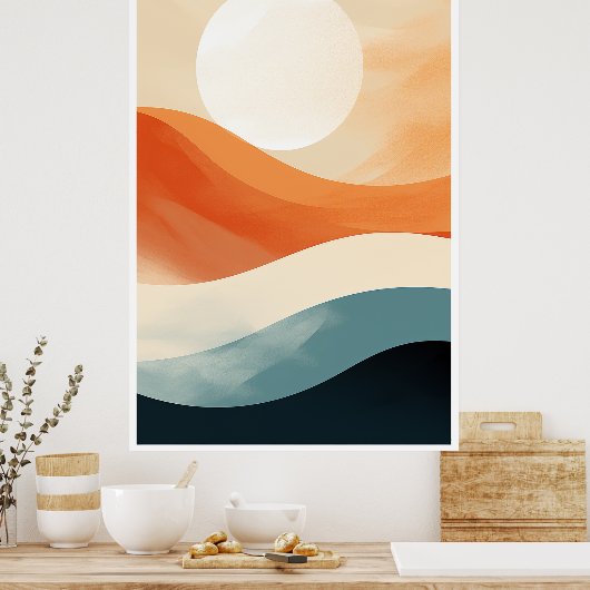 Abstrakte Sonne, Sand, Ozean Poster (Küche)