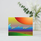 Abstrakte Sonne über Wave Art Postkarte (Stehend Vorderseite)