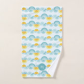 Abstrakte Sonne und gekrümmte Wolken Badhandtuch Set (Handtuch)