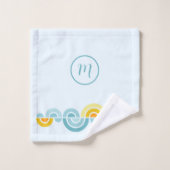 Abstrakte Sonne und gekrümmte Wolken Badhandtuch Set (Waschlappen)