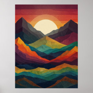 Abstrakte Sonnenaufgangs-Gipfel Poster