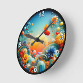 Abstrakte Sonnenaufgangsblume Runde Wanduhr (Winkel)